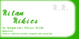 milan mikics business card